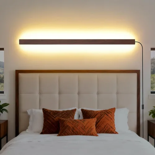 Vista 15 de KELUOLY Apliques de pared modernos enchufables, 23.6 pulgadas, luces LED de pared largas negras esmeriladas, lámpara de pared acrílica de 12 W Negro