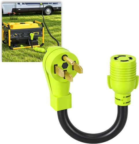 Vista 8 de Adaptador de enchufe RV de 15 amperios a 30 amperios, cable NEMA 5-15P a TT-30R, adaptador de corriente Dogbone de 12 pulgadas con cable STW de 10