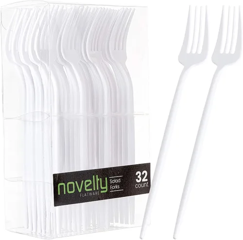 Vista 14 de Novedosos cubiertos modernos, cubiertos, cuchillos de plástico desechables de lujo, color blanco, 32