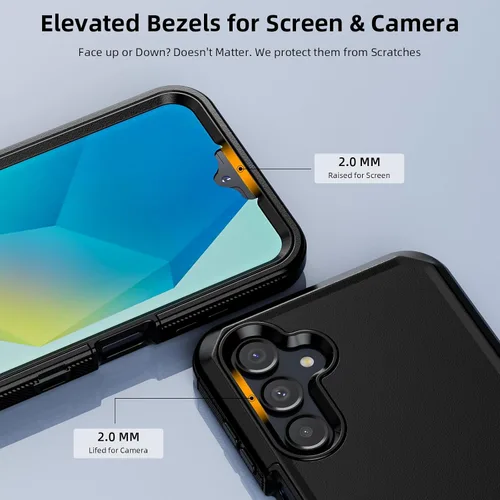 Vista 6 de Jiunai Funda para Samsung A16, a prueba de golpes, antipolvo, protección resistente, de doble capa, borde elevado, para exteriores, híbrida