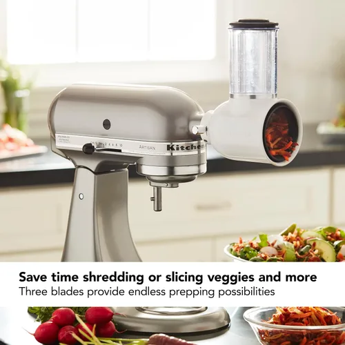 Vista 6 de KitchenAid Artisan Series - Batidora de pie de 5 cuartos de galón con escudo de vertido, color negro imperial y accesorio para trituradora