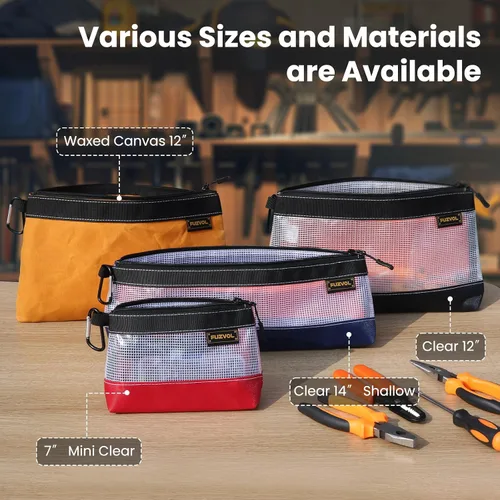 Vista 9 de Bolsa de herramientas transparente, bolsa de herramientas pequeña, bolsa con cremallera de 12 pulgadas, bolsa de herramientas para organizar cajas
