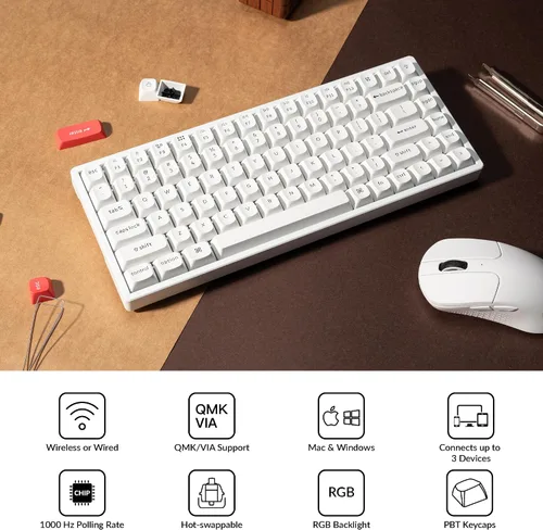 Vista 7 de Keychron Teclado mecánico K2 Pro QMKVIA, marco de aluminio, programable personalizado, Bluetooth, inalámbricoUSB C, teclado