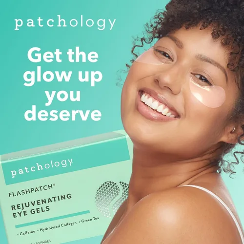 Vista 2 de Patchology Geles rejuvenecedores para debajo de los ojos – Mascarilla hidratante con cafeína, colágeno hidrolizado y centella asiática – Parches