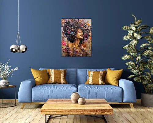 Vista 260 de Arte de pared afroamericano, decoración de rey y reina bailarín negro para sala de estar, arte de pareja de amor negro para dormitorio, lienzo