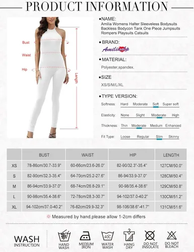 Vista 5 de Amilia - Body sin mangas para mujer, sin espalda, bodycon, de una pieza, monos