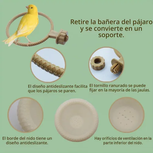 Vista 3 de FOIBURELY Nido de pájaro pinzón canario nido de loro con fieltro (blanco)