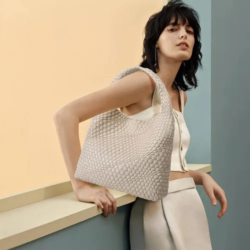 Vista 2 de Bolso tejido de moda para mujer, con asa superior, bolso de hombro suave de verano