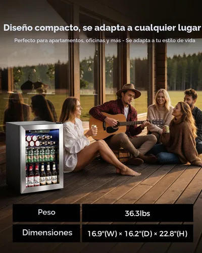 Vista 2 de Feelfunn Refrigerador de bebidas para 68 latas, mini refrigerador de 1.7