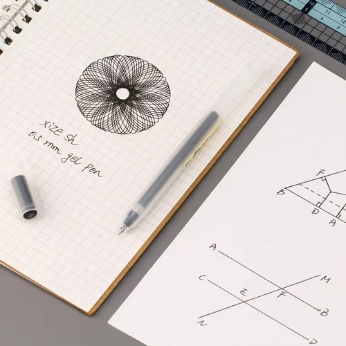 Vista 4 de XIZE SH Bolígrafos de gel minimalistas de estilo japonés de 0.5mm punta fina, paquete de 12, bolígrafos de tinta negra para suministros de papelería