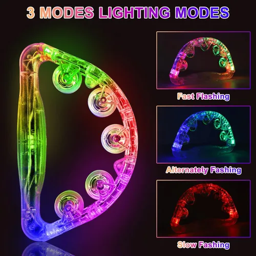 Vista 7 de Aywewii Pandereta LED – Juguetes sensoriales iluminados para niños con autismo y necesidades especiales, instrumento musical para niños pequeños