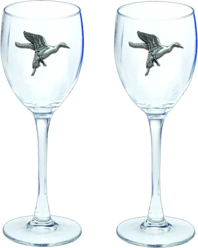 Vista 42 de Heritage Pewter Copas de vidrio de Arkansas, juego de 2, copas de vino de copa de 12 onzas, vidrio de peltre elaborado por expertos