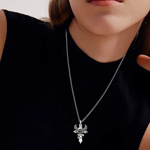 Vista 7 de Collar de urna de alas de ángel con cruz para cenizas en memoria amorosa, papá, mamá, abuela, abuelo, hermano, hermana, tía, hijo, cremación