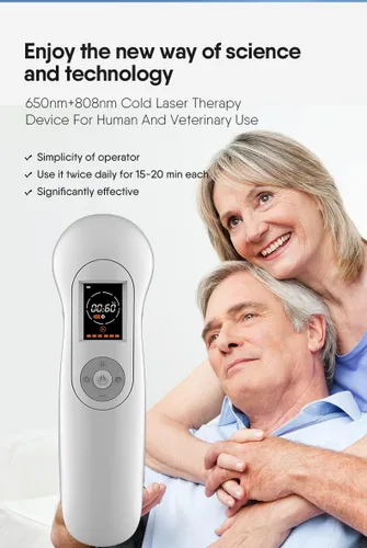 Vista 3 de Dispositivo de terapia de luz roja fría LLLT 650nm y 808nm para el alivio del dolor muscular, uso de cara y cuerpo para humanos y mascotas