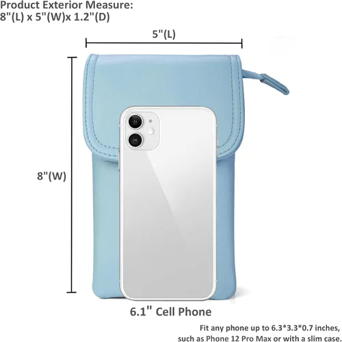 Vista 3 de befen Bolso cruzado pequeño de cuero genuino para teléfono celular para mujer, con cremallera plateada