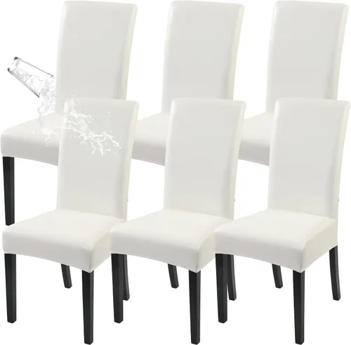Vista 17 de SearchI Juego de 4 fundas impermeables para sillas de comedor, fundas elásticas para sillas Parsons extraíbles, lavables, fundas protectoras