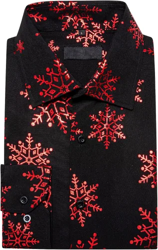 Vista 4 de YOHOWA Men's Cotton Shirt Solid Color Snow Long Sleeve Button Down Dress Shirts Party