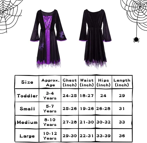Vista 3 de Disfraz de bruja para niñas, fiesta de Halloween, conjunto de lujo con falda de sombrero para niñas