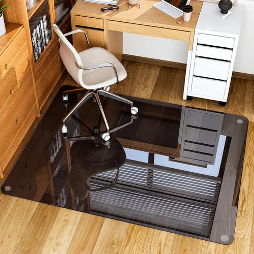 Vista 15 de GLSLAND Tapete de vidrio templado de 47 x 32 pulgadas para silla, protector de suelo resistente para alfombras y suelos duros, resistente a