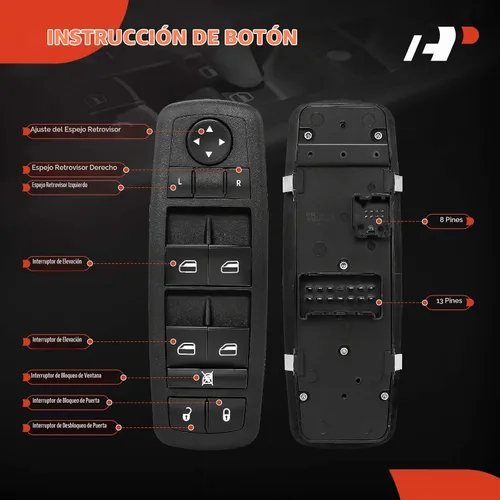 Vista 4 de A-Premium Interruptor de ventana eléctrico maestro de 8+13 pines compatible con Dodge Dart 2013-2016 y Jeep Cherokee 2014-2016 y Chrysler 200