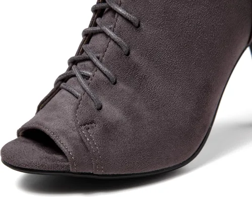 Vista 5 de GATUXUS Botas de tacón alto con cordones y puntera abierta para mujer, botines de tacón alto