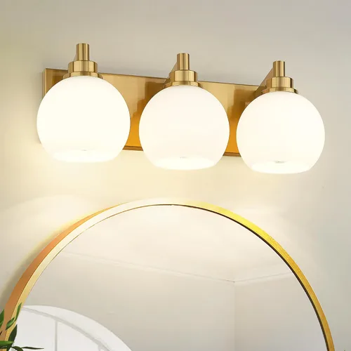 Vista 26 de Accesorios de iluminación de baño, luz de tocador mate negra de 2 luces, apliques de pared modernos con pantalla de globo de vidrio transparente