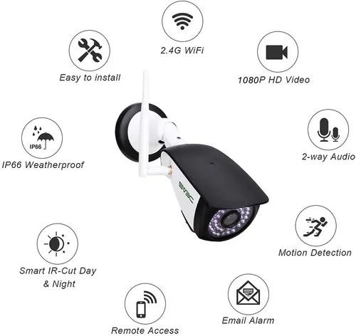 Vista 8 de 【Paquete de 2】 Cámaras de seguridad WiFi para exteriores, SV3C 1080P cámara IP de audio bidireccional, cámara de vigilancia exterior compatible