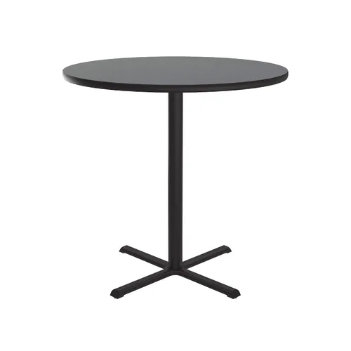 Vista 70 de Correll - Mesa redonda de 24.0 in para cafetería y sala de descanso, parte superior laminada de alta presión, base de hierro fundido, tapas Azul