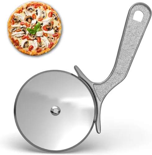 Vista 7 de Better Houseware Rueda profesional para cortar pizza de acero inoxidable, rueda cortadora de pizza de mano, herramientas de pizza de cocina, rueda