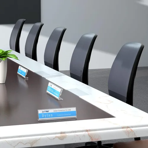Vista 5 de AITEE - Paquete de 12 placas de identificación de acrílico para escritorios, placa de identificación de escritorio transparente de 2 x 8 pulgadas