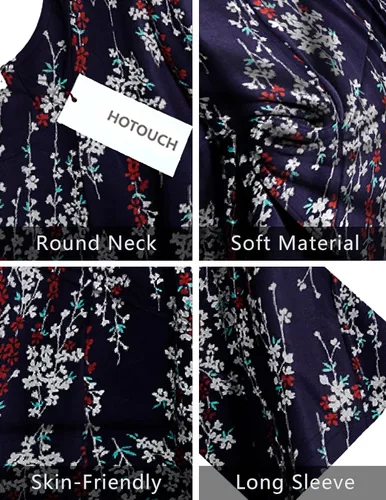 Vista 5 de HOTOUCH Vestido largo midi acampanado con manga 34 para mujer
