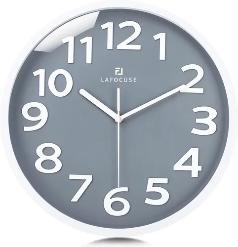 Vista 11 de Lafocuse Reloj de pared azul con números 3D de 12 pulgadas para decoración de sala de estar, moderno reloj de pared de cocina funciona