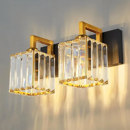 Vista 27 de Moderna lámpara de cristal para pared/tocador de baño, de 5 luces, color cromo Cromo torcido