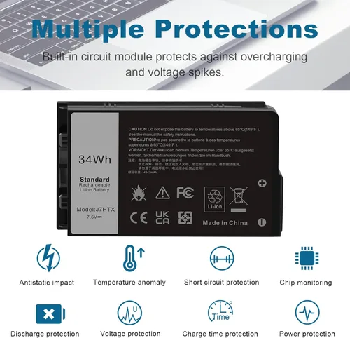 Vista 6 de J7HTX 7XNTR, batería de repuesto para laptop Dell Latitude 7202 7212 7220 Rugged Extreme Tablet T03H T03H002 T03H T03H003 Series 02JT7D 2JT7D J82G5
