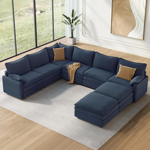 Vista 87 de Vesgantti Sofá modular de 108 pulgadas, cómodo sofá de nube con asiento profundo otomano movible, sofá modular en forma de L, sofás seccionales