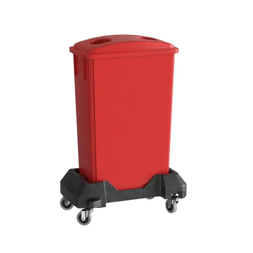 Vista 30 de Bote de basura Slim Jim negro de 23 galones con carrito