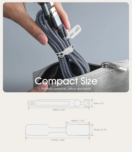 Vista 2 de Juego de 32 etiquetas para cables y bridas de silicona para cables, reutilizables, 16 bridas para cables + 16 etiquetas de cable para electrónica