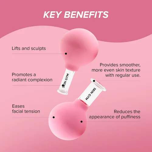 Vista 3 de Skin Gym Juego de Ventosas Faciales, Herramienta de Ventosas Faciales de Vidrio para Terapia de Masaje, Escultura y Tonificación de Mentón, Línea