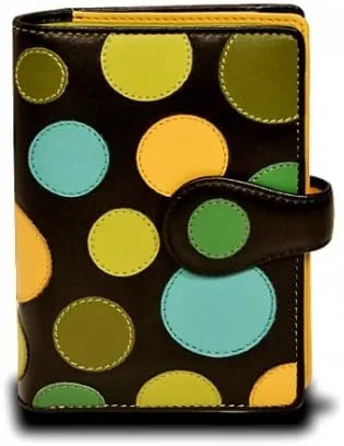 Vista 4 de Visconti P1 Saturn - Cartera grande de piel suave con lunares, Lily Pad, Billetera plegable