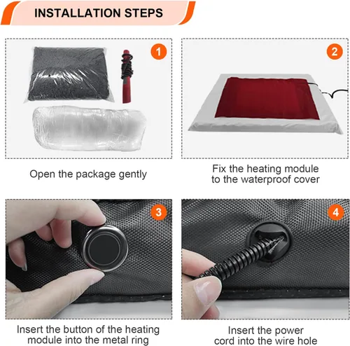 Vista 8 de Cama térmica mejorada para perros con área de calefacción ampliada, cama ortopédica para perros con artritis de voltaje seguro de 12 V con espuma