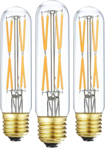 Vista 10 de XININSUN Bombillas LED esmeriladas T10, color blanco cálido 2700 K, bombillas LED Edison tubulares regulables de 6 W, equivalente a 60 vatios, 600