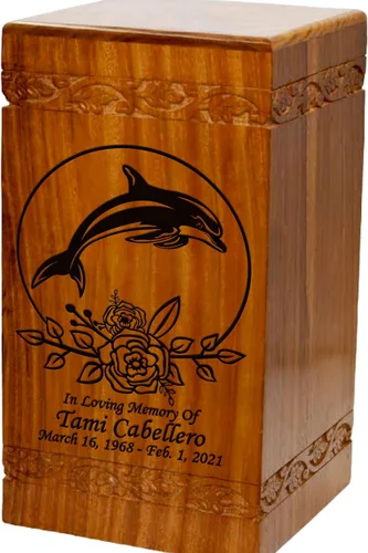 Vista 11 de Urna de cremación de madera, urna funeraria humana de gran tamaño con personalización (mariposas)