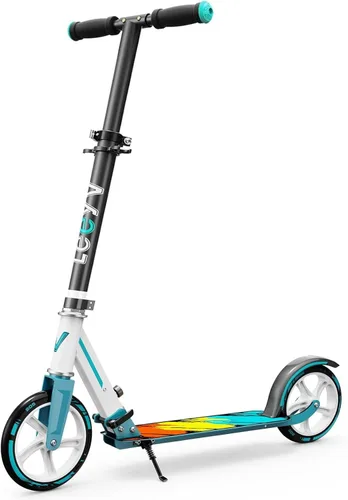 Vista 8 de Scooter para niños de 6 a 12 años y adultos Altura ajustable, plegable, marco de aluminio ligero Soporta hasta 220 libras Paseo suave