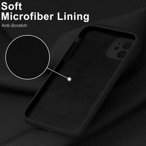 Vista 4 de DEENAKIN Funda compatible con iPhone 11 con protector de pantalla, silicona sedosa, funda de cámara mejorada, probada contra caídas de 16 pies Negro