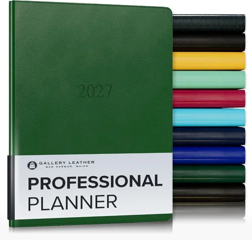 Vista 10 de Gallery Leather Professional Weekly Monthly Planner 2027, Elegantly Bound Calendar Planner and Notebook with Stylish Gold-Gilded Page Edges, 12