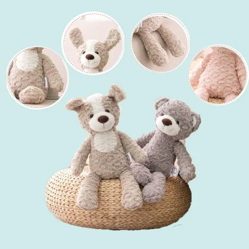 Vista 6 de GUDVES Juguete de peluche de animal del bosque, peluche suave de 15 pulgadas, conejo, oso, perro, unicornio, elefante, juguete de peluche