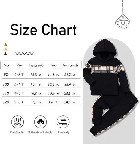 Vista 6 de Conjunto de sudadera de manga larga con capucha y pantalones para niños pequeños