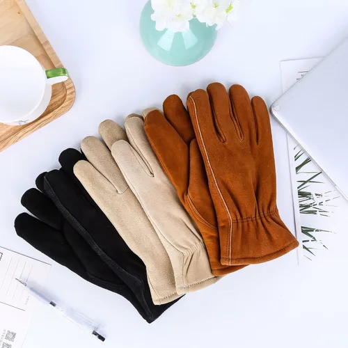 Vista 4 de SKYDEER 3M Thinsulate - Guantes térmicos de trabajo de invierno con piel de ciervo genuina resistente al viento (unisex)