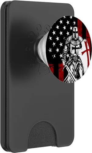 Vista 8 de Knight Templario Bandera Americana PopSockets Swappable PopGrip