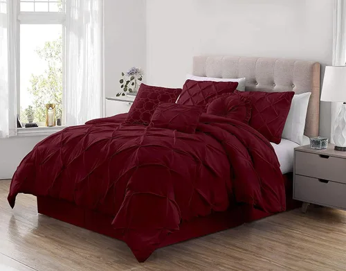 Vista 16 de Chezmoi Collection - Juego de ropa de cama modelo Sydney, 7 piezas, con pliegues decorativos